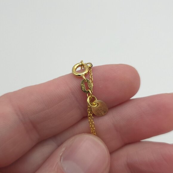 18 Inch Gold Over Sterling Silver Green Glass Gem Necklace A741 - Picture 6 of 8